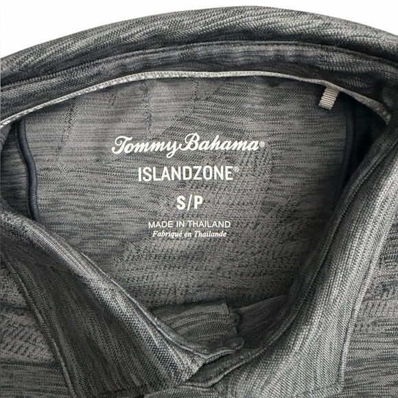 Tommy Bahama IslandZone Polo Men’s Small Gray Leaf Jacquard Performance Shirt - Picture 5 of 5